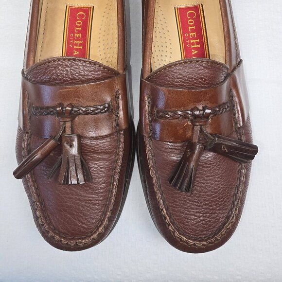 COLE HAAN BROWN LEATHER LOAFER PINCH TASSEL MENS SIZE 8.5 GREAT CONDITION - Picture 5 of 8